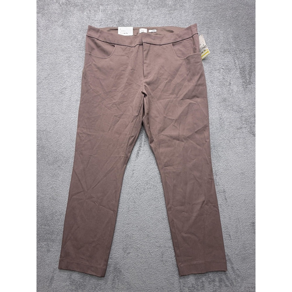 A New Day Pants Womens‎ 16 Brown Stretch Straight Leg Pull On Casual